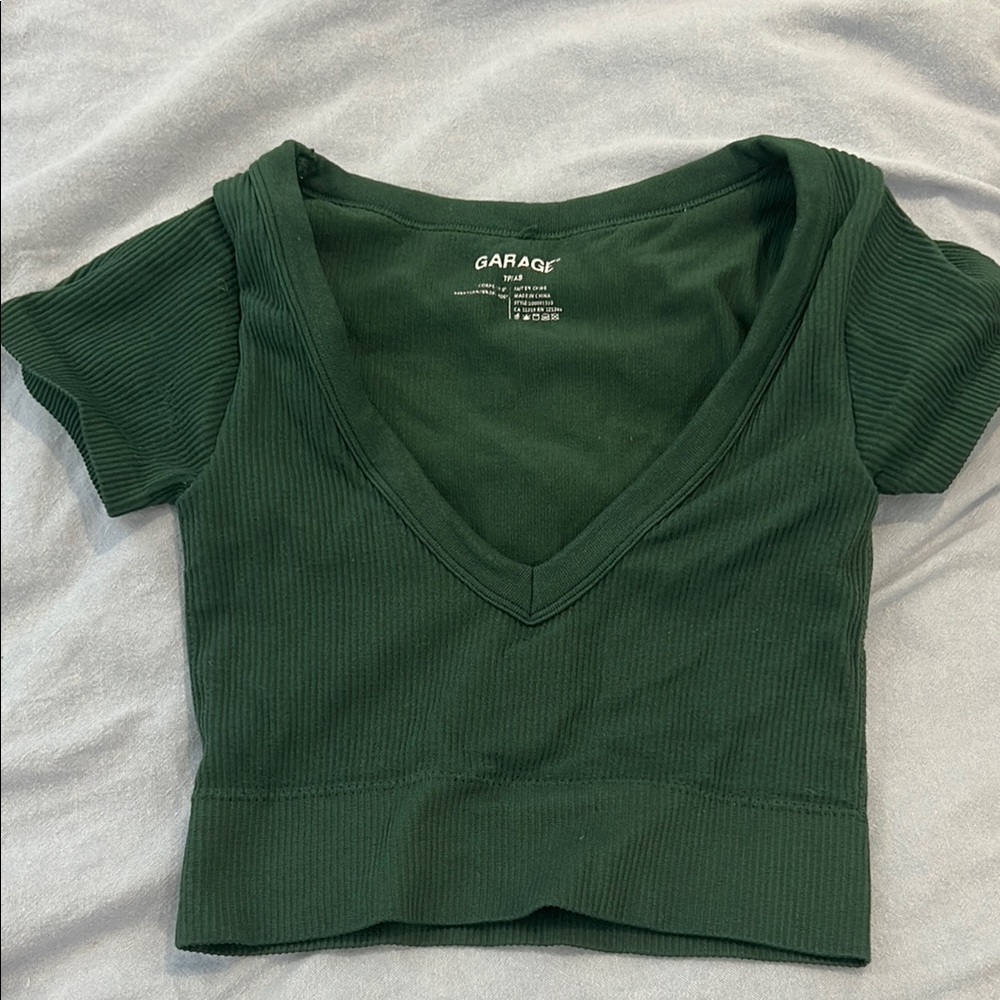 Garage Green Cropped Fitted T-Shirt